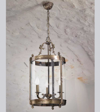 Corpuri De Iluminat - Lampa suspendata cu 3 lumini din alama si sticlă curbată la cald Pur 180