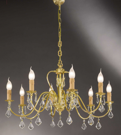 Corpuri De Iluminat - Lampa suspendata cu 8 lumini din alama cu pandantive din cristial Pur 142