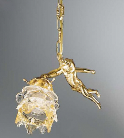 Corpuri De Iluminat - Lampa suspendata cu 1 lumina din alama si sticla Pur 155