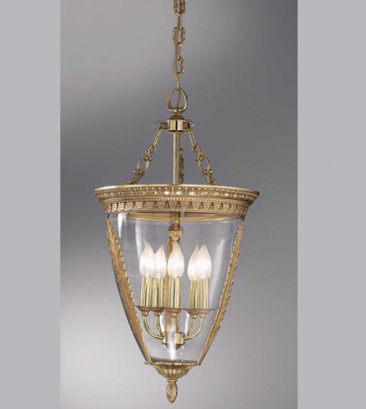 Corpuri De Iluminat - Lampa suspendata cu 5 lumini din alama si sticla Pur 161