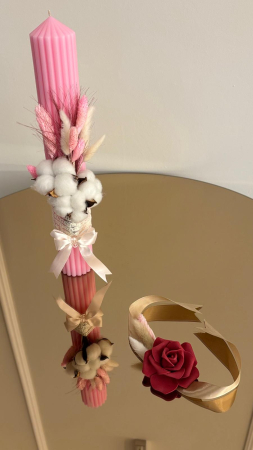 Set 2 lumânări roz decorate pentru nuntă | Elegante & Handmade [1]