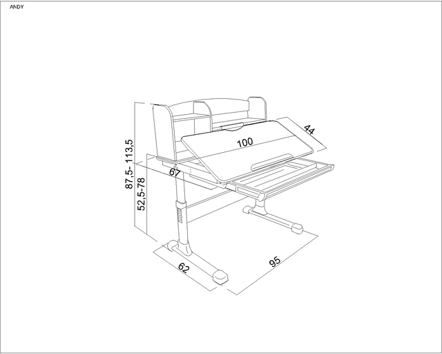 Birou ergonomic pentru copii ANDI [5]