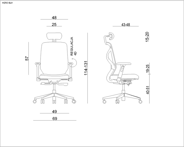Scaun de birou ergonomic HEROS alb textil + mesh [4]