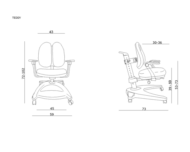 Scaun de birou ergonomic pentru copii TEDY albastru [4]