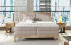 Box springs lemn masiv - Pat tapitat Boxspring