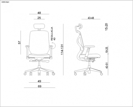 Scaun de birou ergonomic HEROS alb textil + mesh [3]