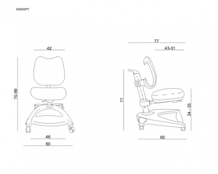 Scaun de birou ergonomic pentru copii SNOPY roz [2]
