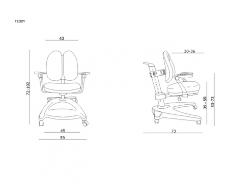 Scaun de birou ergonomic pentru copii TEDY albastru [3]
