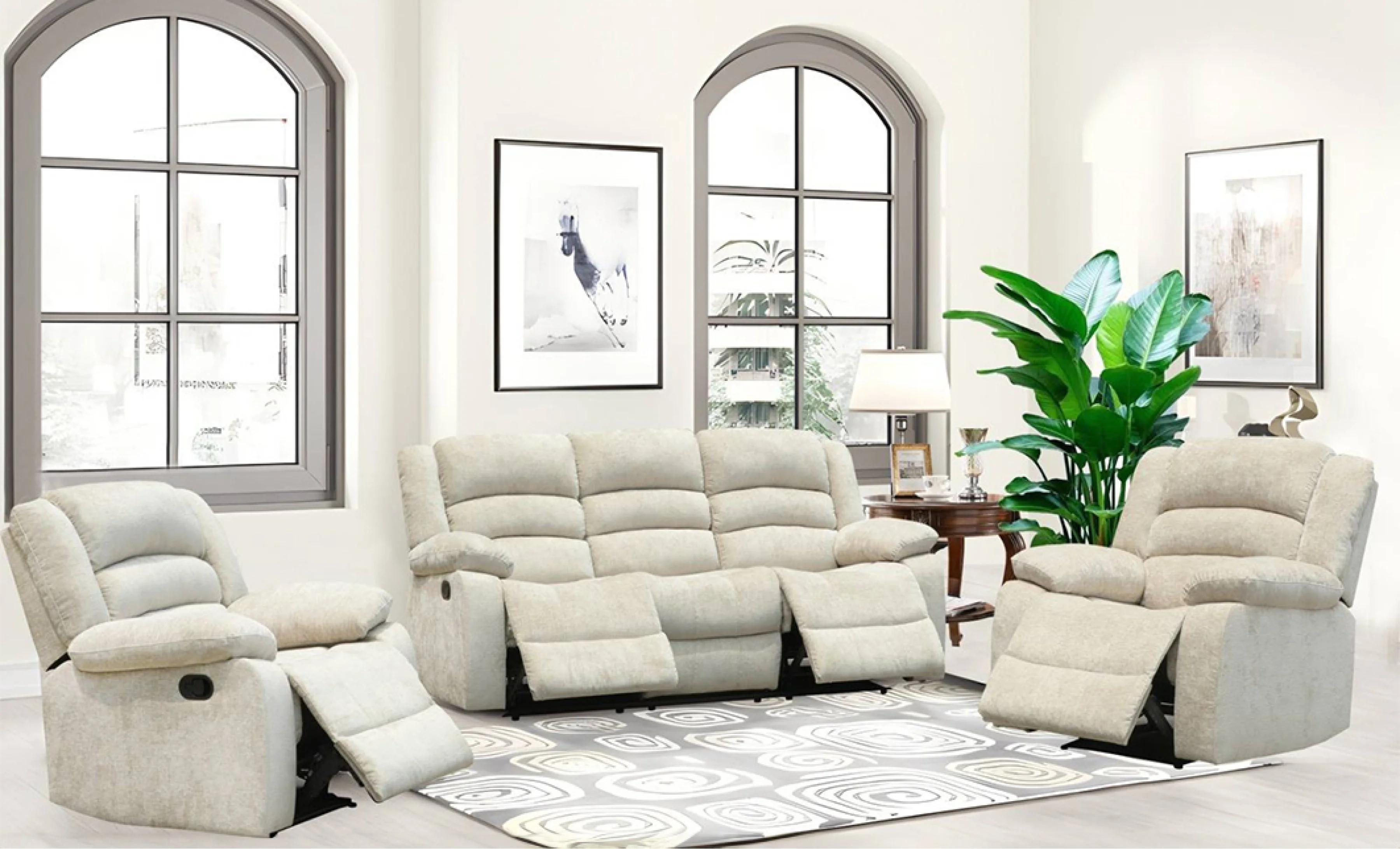 Canapea si 2 fotolii cu recliner - Set canapea + 2 fotolii COMFORT