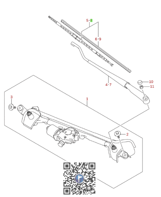 BALENO 2015-prezent - Stergator parbriz pasager - 38340M68P20-000