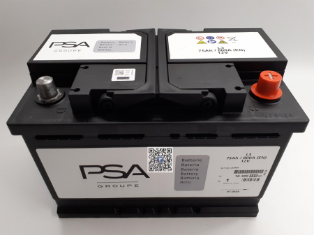 Trunk with car parts - BATTERY 12V 75 AH - Citroen 1638948680