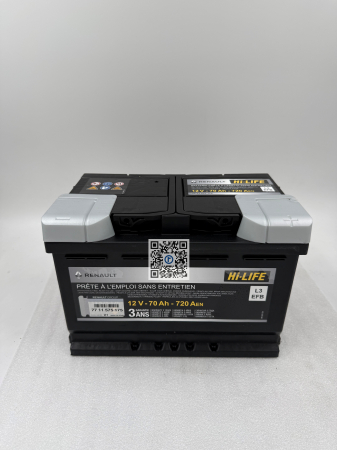 30 / 5,000 Translation results Багажник с запчастями Dacia-Renault - АКУМУЛЯТОР 12V L3 EFB 70AH 720A - 7711575175