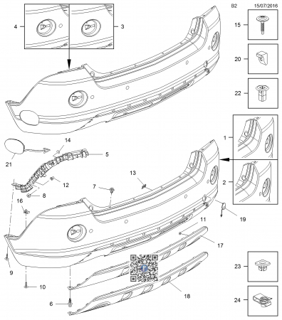 Caroserie - Ornament bara spate evacuare dubla 96660270
