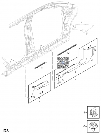OPEL - Ornament interior prag fata stanga 96836041