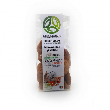 Gustari Sanatoase - Biscuiti vegani fara zahar pentru copii cu morcovi, nuci si stafide 120g
