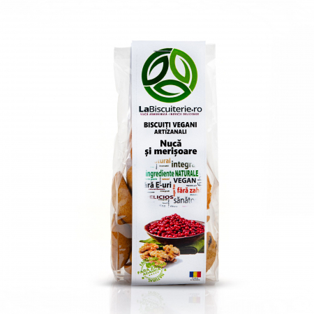 Gustari Sanatoase - Biscuiti Vegani - Nuca si merisoare - FARA ZAHAR 120g