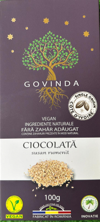 Gustari Sanatoase - Ciocolata vegana cu susan rumenit Govinda 100g
