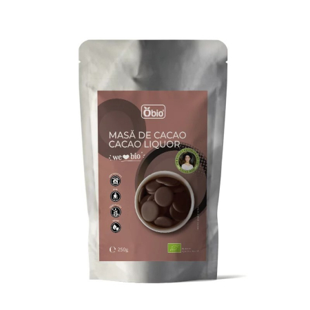 Noutati - Masa de cacao Bio 250g – Obio – Ciocolata pura, neindulcita, din Peru