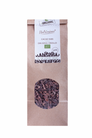 Nuci & Fructe uscate - Miez boabe de cacao raw Criollo Nibs BIO 200 g