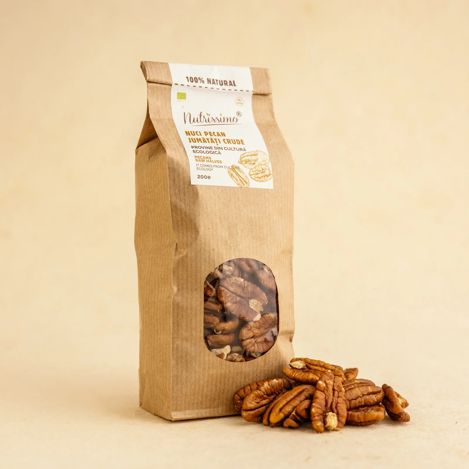 Nuci & Fructe uscate - Nuci pecan jumatati crude 200g ECO, BIO, ORGANIC