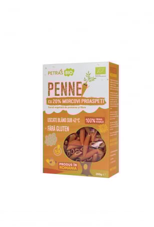 Cereale & Pseudocereale - Penne ECO cu 20% morcovi proaspeti 200g