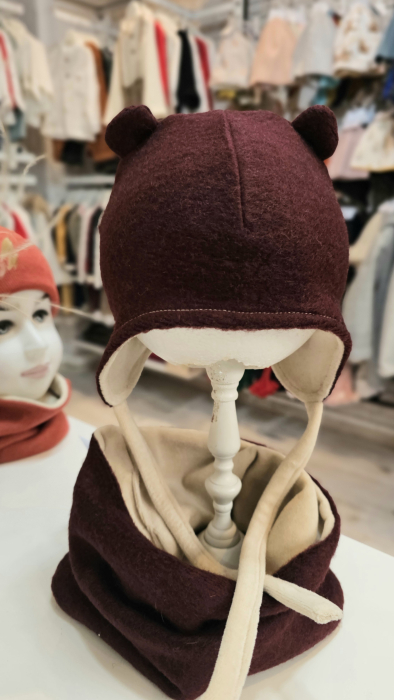 Set caciula cu esarfa circulara, lana&bumbac, grena [1]