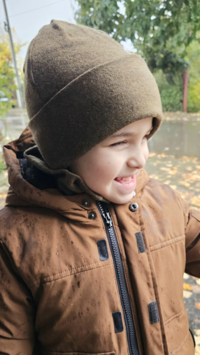 Set caciula cu esarfa circulara, lana/bumbac, verde kaky [1]