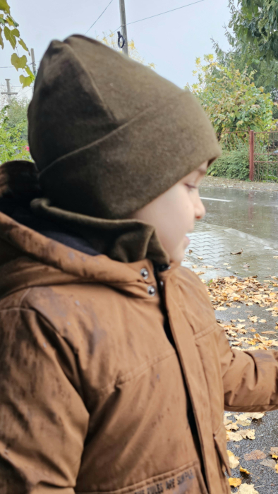 Set caciula cu esarfa circulara, lana/bumbac, verde kaky [1]