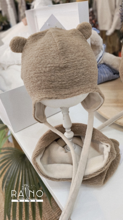 Set cu caciula si esarfa circulara, lana&bumbac, cafea cu lapte [2]