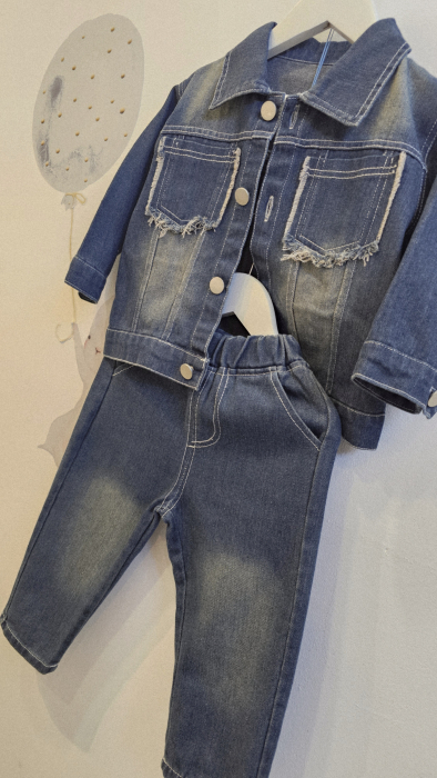 Compleu 2 piese, geaca cu pantalon din blug inchis [6]