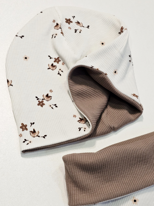 Set fes cu esarfa 2 fete, jerseyRib, CozyBirds [3]