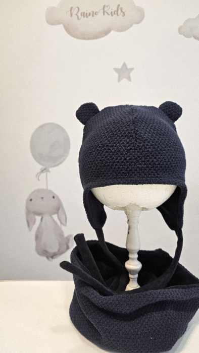 Set caciula cu esarfa circulara, bumbac, bleomarin pique [1]