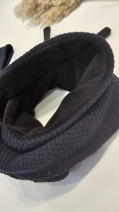 Set caciula cu esarfa circulara, bumbac, bleomarin pique [4]