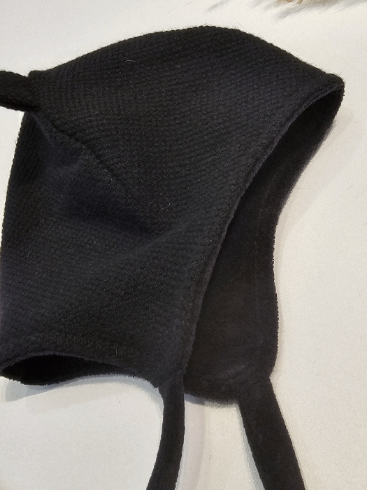 Căciulă lana/bumbac cu urechi, culoare negru pique [2]