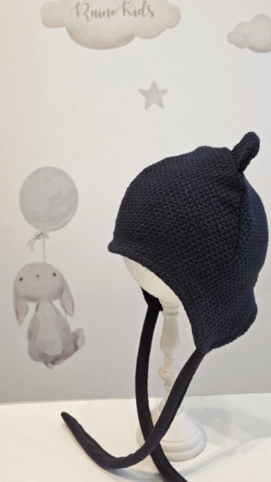 Căciulă din bumbac cu urechi, culoare bleomarin pique [3]