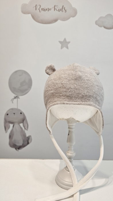 Căciulă din bumbac cu urechi, culoare grej [1]