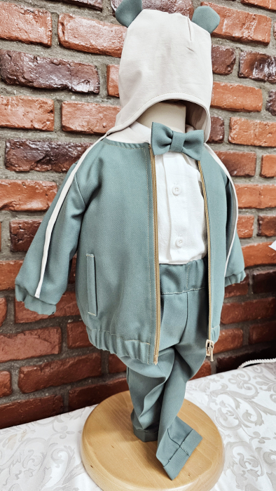 Costum 5 Piese, bebelus, din stofa Verde Mint [4]