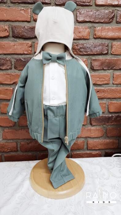 Costum 5 Piese, bebelus, din stofa Verde Mint [2]