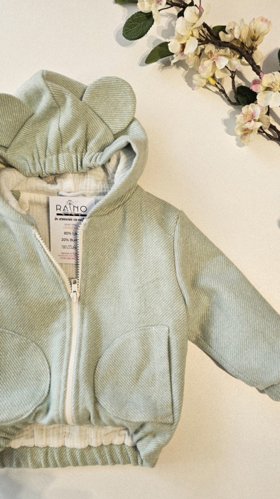 Geaca Bomber, lana/muselina mint [2]