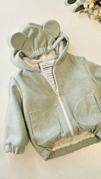 Geaca Bomber, lana/muselina mint [3]