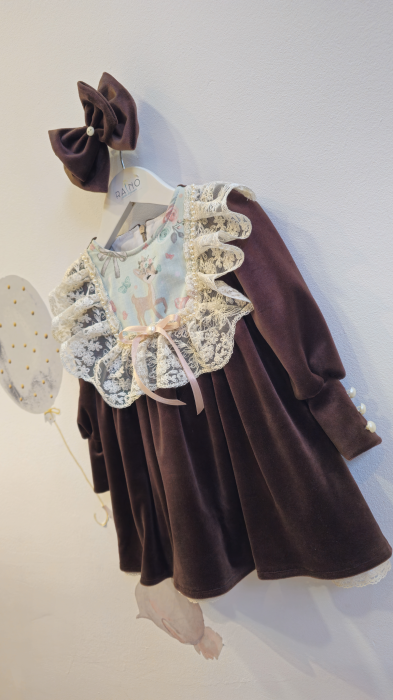 Rochie Caprioara din catifea soft, maro [3]