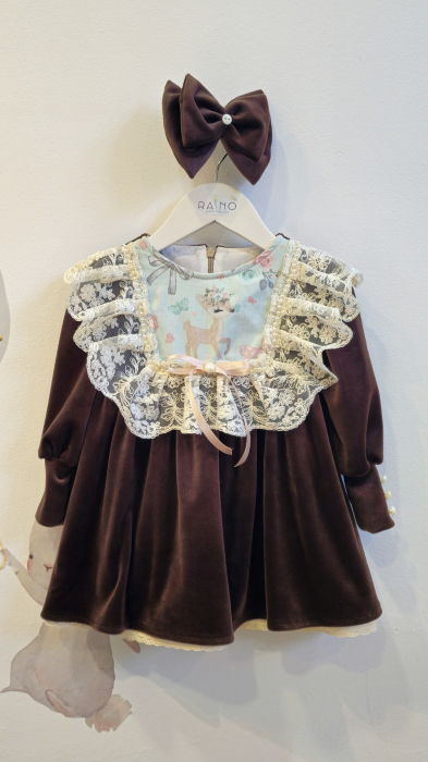 Rochie Caprioara din catifea soft, maro [2]