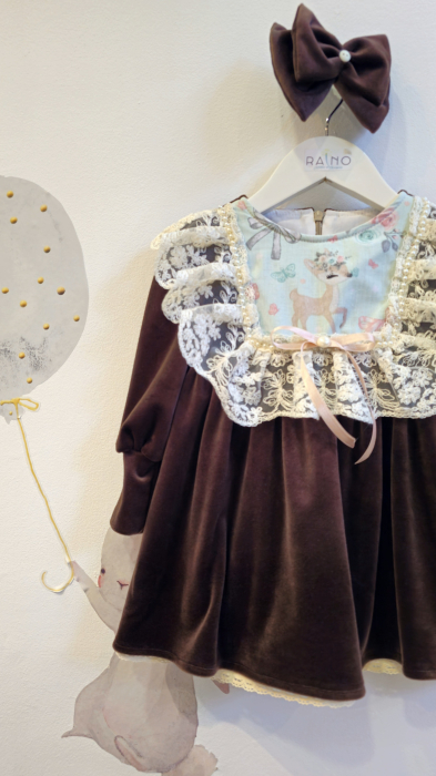 Rochie Caprioara din catifea soft, maro [1]