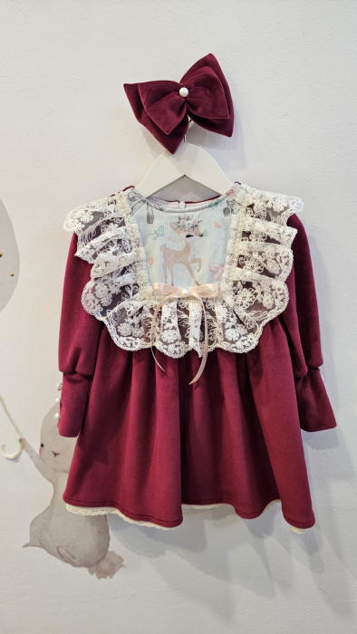 Rochie Caprioara din catifea soft, visina [2]