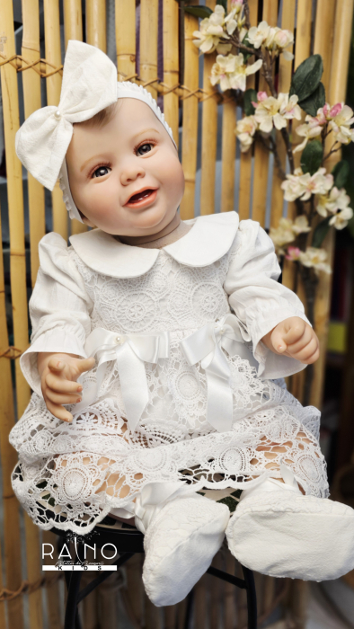 Rochie Anisia din dantela macrame, alb, 3 piese [2]