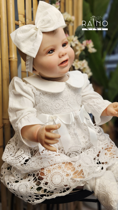 Rochie Anisia din dantela macrame, alb, 3 piese [3]