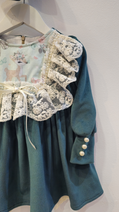 Rochie Caprioara din catifea soft, verde safir [3]