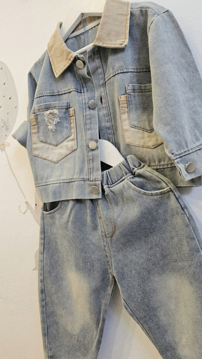 Compleu 2 piese, geaca cu pantalon din blug deschis [6]