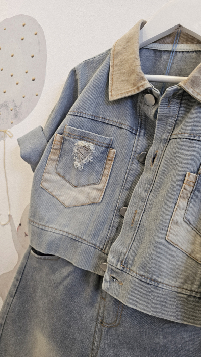 Compleu 2 piese, geaca cu pantalon din blug deschis [2]