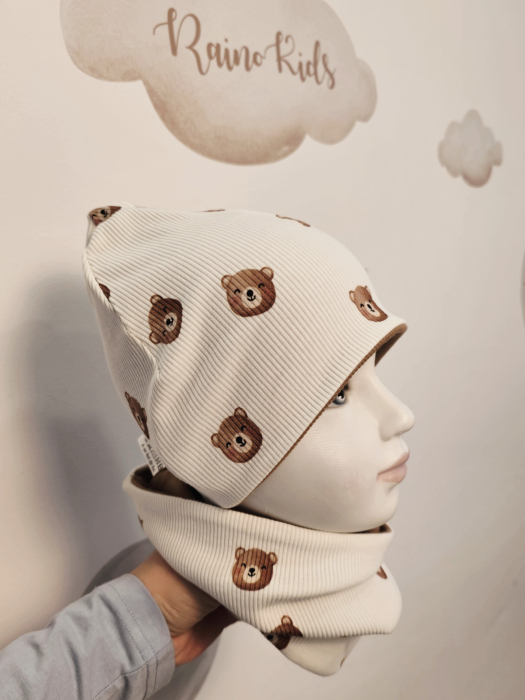 Set fes cu esarfa 2 fete, jerseyRib, Bear [2]